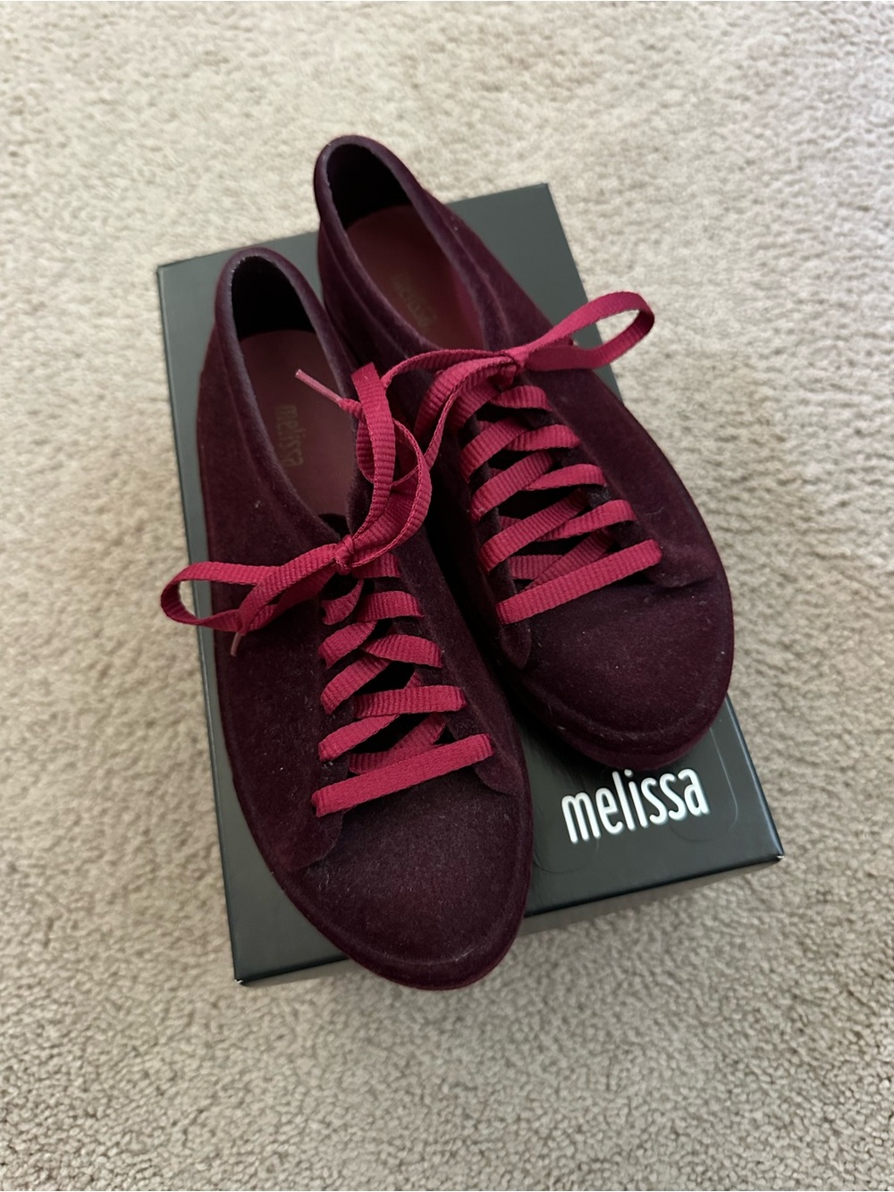 NEW Melissa Be Flocked Burgundy Sneakers